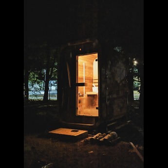 Mini Cube Sauna At Night