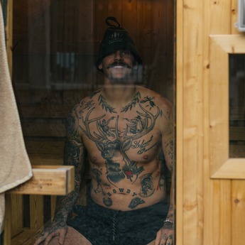 Man in Sauna Smile