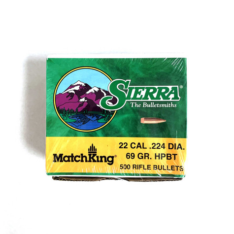 .22 Cal (.224) HV Sierra Bullets 69gr HPBT MatchKing Pack 500 - #1380C - Shooting Accessories - Sierra - New - G-TEN