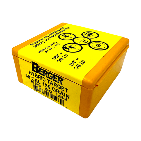 Berger 30 Caliber 155 Grain Hybrid Target Rifle Bullet - 100 pack