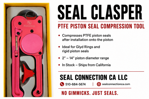 Seal Clasper Tool
Hydraulic PTFE Piston Seal Installation & Glyd Ring Tool 2"-14"


Features-
Durable anodized aluminum construction; Stainless steel compression band; Easy to operate; For use piston diameters approximately 2"–14"; Compresses seals after installation onto the piston; Suitable for PTFE piston seals and Glyd Rings; Reusable design


Applications -
• Hydraulic Cylinder Repair
• Cylinder Rebuilding
• Industrial Hydraulic Equipment
• Mobile Hydraulic Equipment
• Maintenance Shops

Price: $140.00