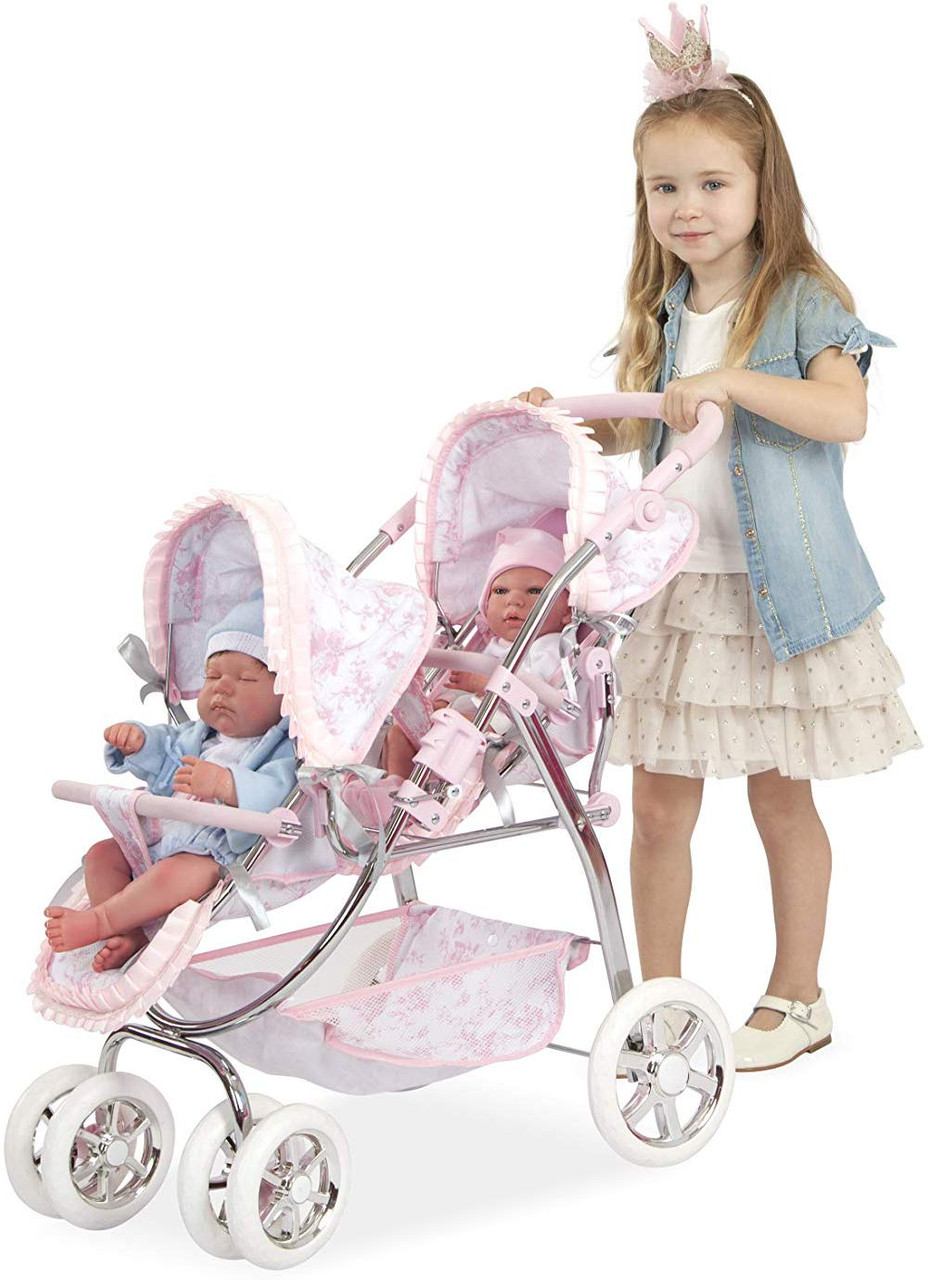 pink twin stroller