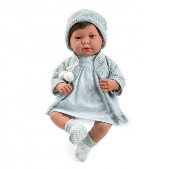 Adorable 18 Inch Baby Girl Doll in Blue Knit Dress 