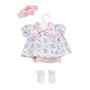 ntroducing the perfect summer set for your little one's 15-16 inch baby doll! Our pink summer cotton set with little teddy bear prints design is just what your child needs to dress up their favorite doll for warm weather outings.

Crafted with care from high-quality cotton material, this set includes a breezy pink top and matching shorts, both adorned with cute little teddy bear prints. The top features short sleeves and a round neckline, while the shorts have an elastic waistband for a snug and comfortable fit.

The pink color and adorable teddy bear design of this summer set are sure to be a hit with your child, and the lightweight cotton fabric will keep their baby doll cool and comfortable on even the hottest days. Whether your child is taking their doll to the park or out for a picnic, this set is the perfect choice for any summertime adventure.

Not only is this summer set cute and stylish, it's also easy to care for. Simply machine wash and tumble dry on low for quick and convenient cleaning.

With our pink summer cotton set with little teddy bear prints design, your child's favorite baby doll will be ready for any summertime fun. Order yours today and give your child the gift of endless hours of imaginative play!