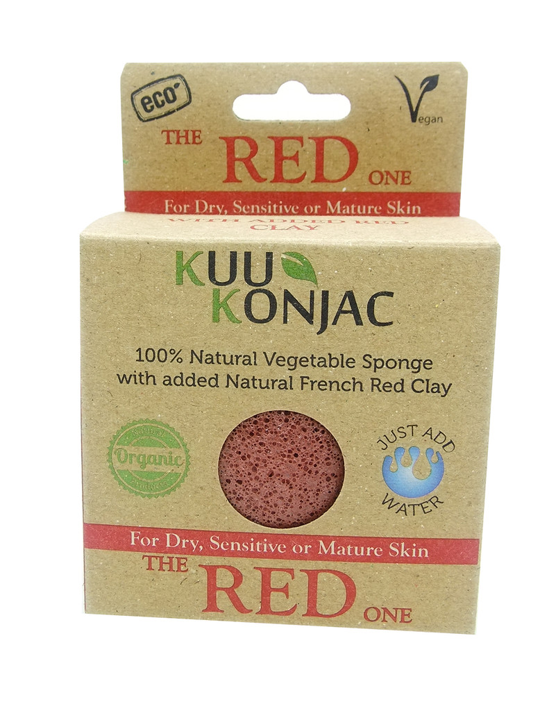 KUU Konjac Sponge with French Red Clay : Dry, Sensitive and/or Mature Skin