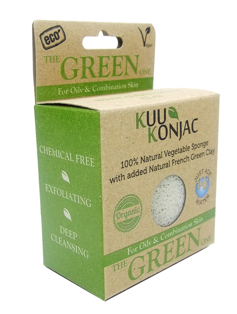 KUU Konjac Sponge with French Green Clay : Oily and Combination Skin Types