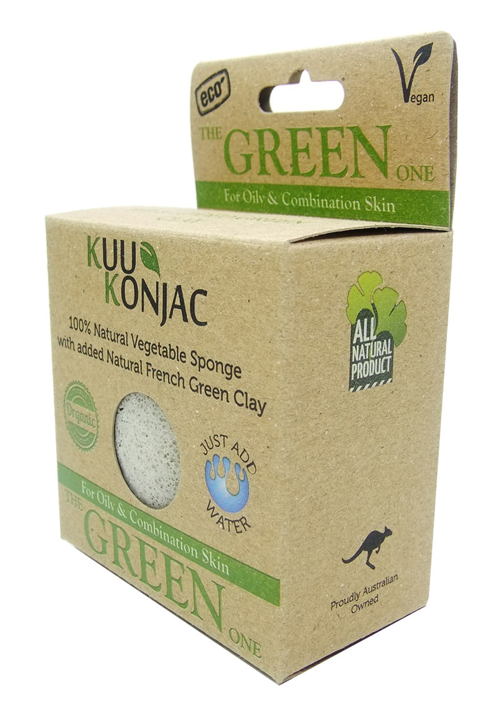 KUU Konjac Sponge with French Green Clay : Oily and Combination Skin Types
