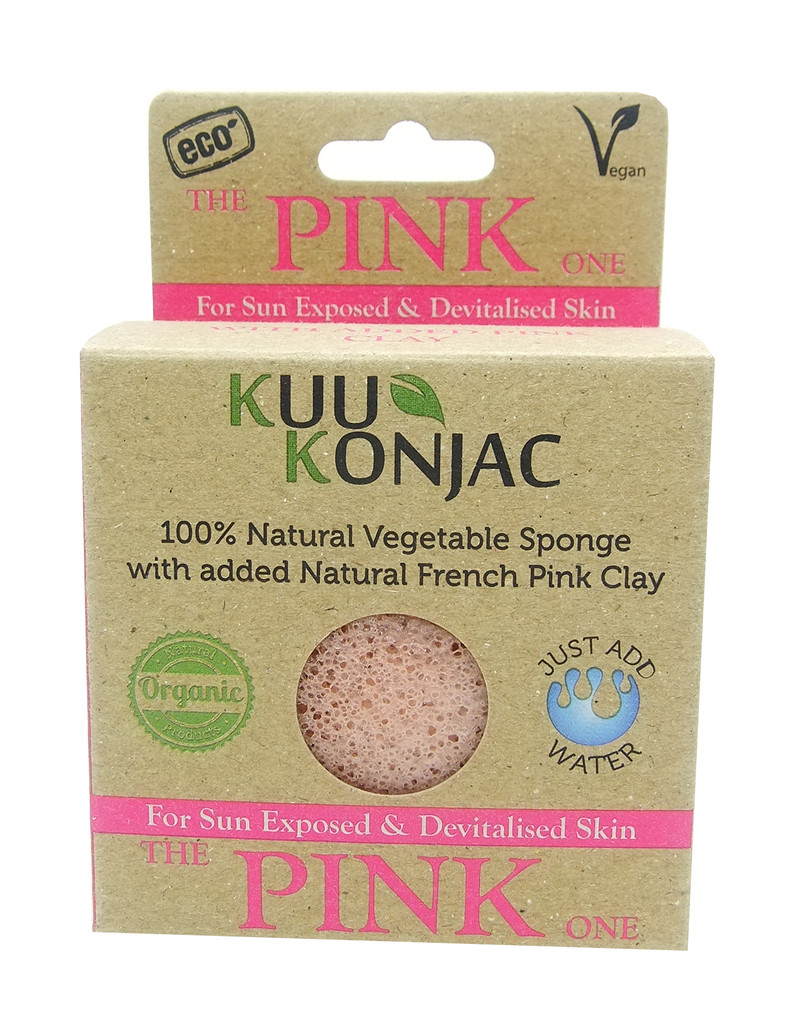 KUU Konjac Sponge with French Pink Clay : Tired, Devitalised or Sun Exposed Skin