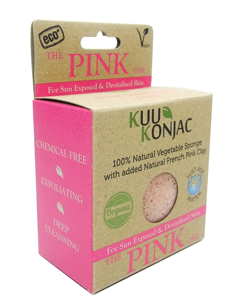 KUU Konjac Sponge with French Pink Clay : Tired, Devitalised or Sun Exposed Skin