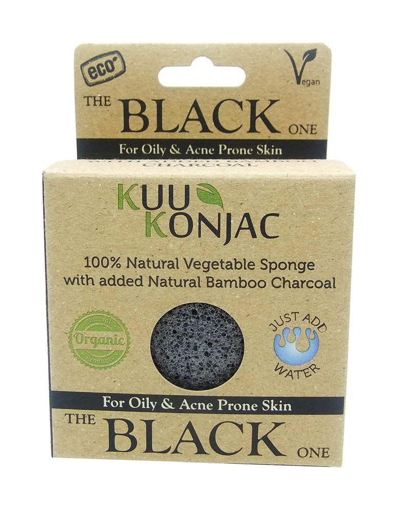 KUU Konjac Sponge with Bamboo Charcoal : Dry, Acne prone and Problematic Skin