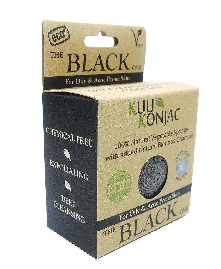 KUU Konjac Sponge with Bamboo Charcoal : Dry, Acne prone and Problematic Skin
