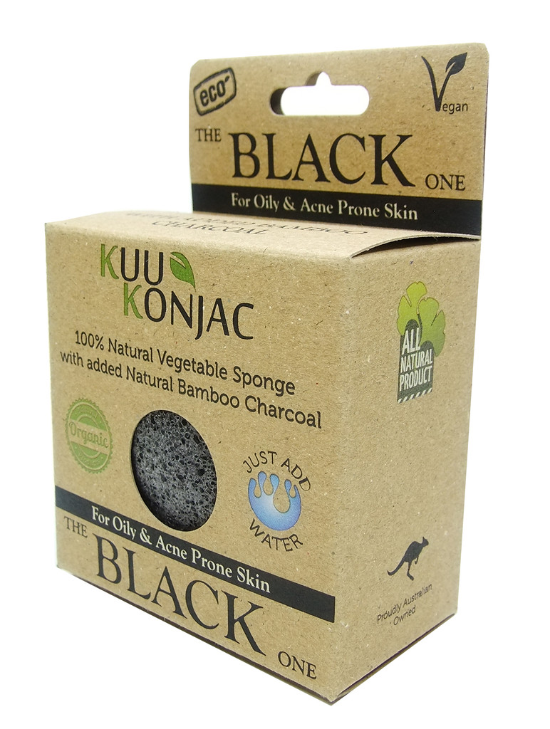 KUU Konjac Sponge with Bamboo Charcoal : Dry, Acne prone and Problematic Skin