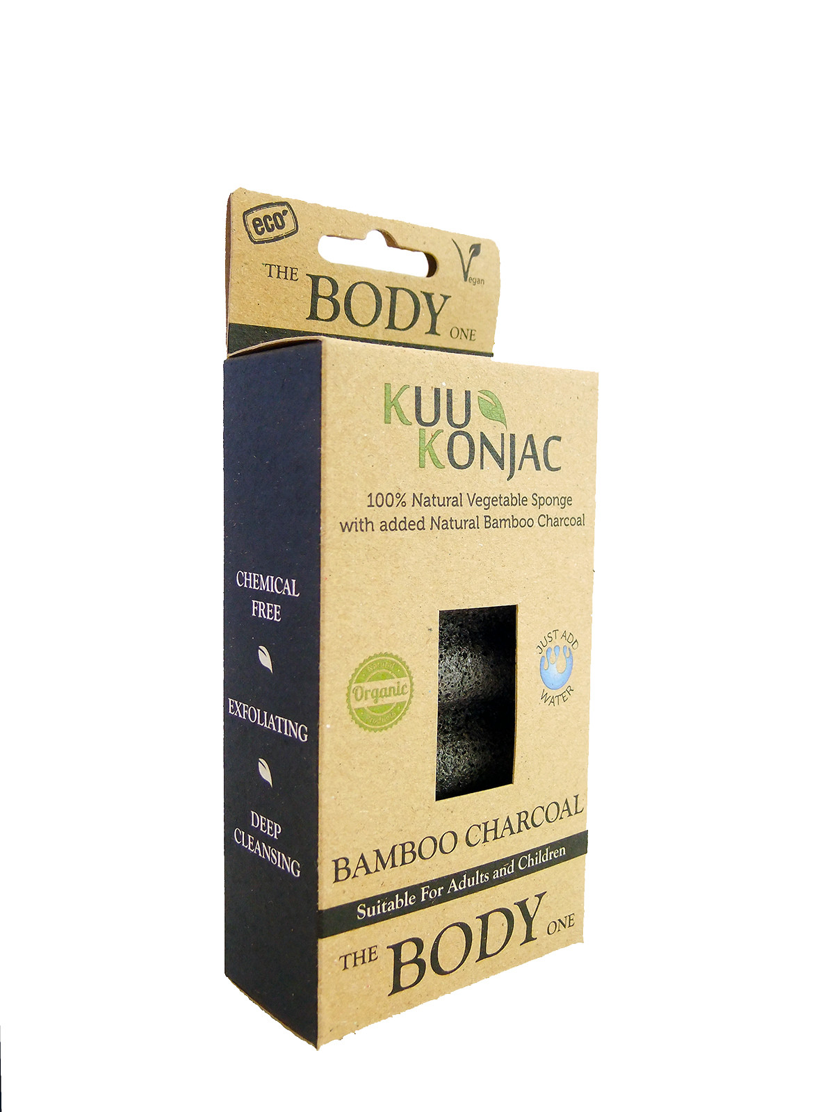 KUU Konjac 6 Wave Bamboo Charcoal Body Sponge