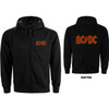 AC/DC | Logo Back Print Zip Hoodie | Black