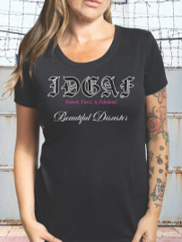 BEAUTIFUL DIASTER | IDGAF Scoop S/S Tee | Black