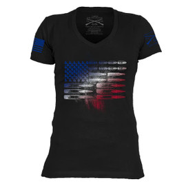 GRUNT STYLE-USA AMMO FLAG WOMEN'S V-NECK-BLACK