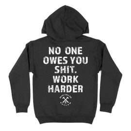 OUTLAW | Work Harder Zip Up Hoodie | Black