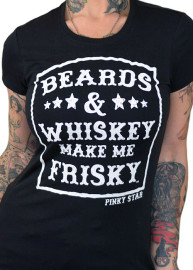 PINKY STAR | Beards N Whiskey Women's Tee | Black