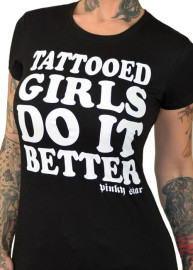 PINKY STAR | Tattooed Girls Do It Better Women's Tee | Black