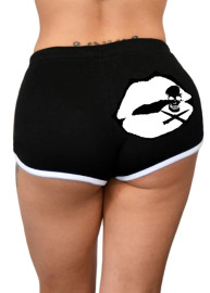 PINKY STAR | Kiss Of Death Shorts | Black/White
