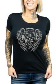 BEAUTIFUL DISASTER | Fallen Angel Scoop Tee | Black