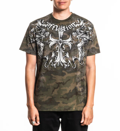 AFFLICTION | Jump S/S Tee | Green Camo w/ Lava Wash