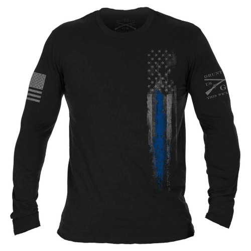 GRUNT STYLE-BLUE LINE FLAG L/S TEE-BLACK