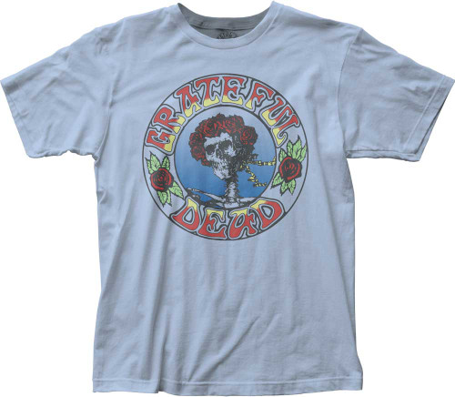 GRATEFUL DEAD-SKULL & ROSES TEE-LIGHT BLUE