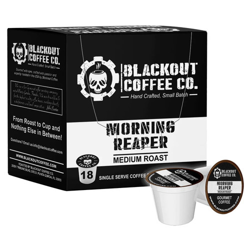 BLACKOUT COFFEE-MORNING REAPER MEDIUM ROAST COFFEE PODS 18 CT