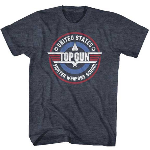 TOP GUN-WEAPONS SCHOOL-S/S TEE-NAVY HEATHER