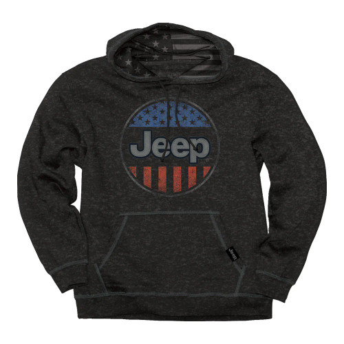JEEP | USA Oval Flag Accent Hoodie | Black Heather