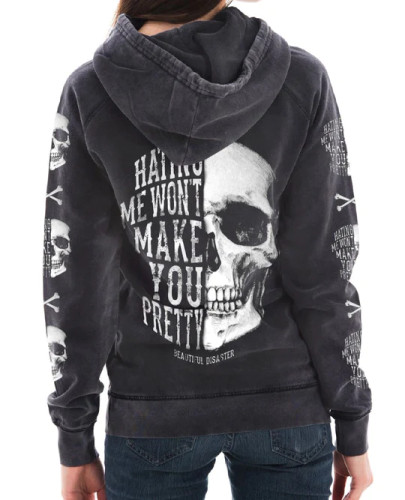 BEAUTIFUL DISASTER | Hating Me Mineral Wash Hoodie | Charcoal