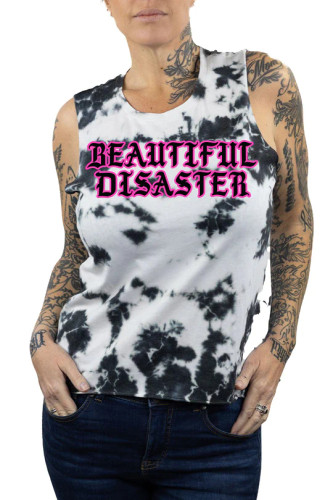 BEAUTIFUL DISASTER | Grace Tie-Dye Tank | Black/White