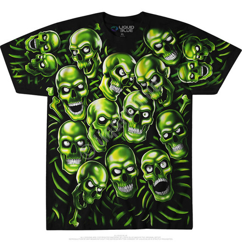 Skull Pile Green Tee | Black