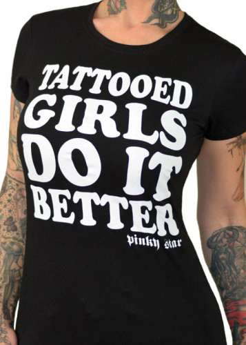 PINKY STAR | Tattooed Girls Do It Better Women's Tee | Black