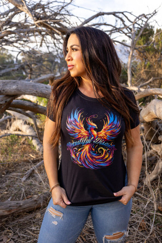 BEAUTIFUL DISASTER | Phoenix 6 Scoop Tee | BLACK