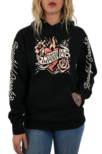 BEAUTIFUL DISASTER | Rebel Ink Pullover Hoodie | BLACK