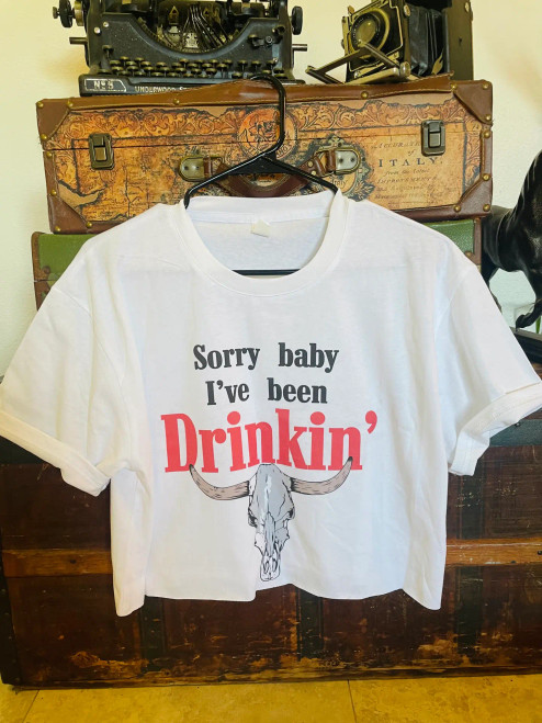 WILDE ROOTS | Sorry Babe I've Been Drinking Crop Top | White