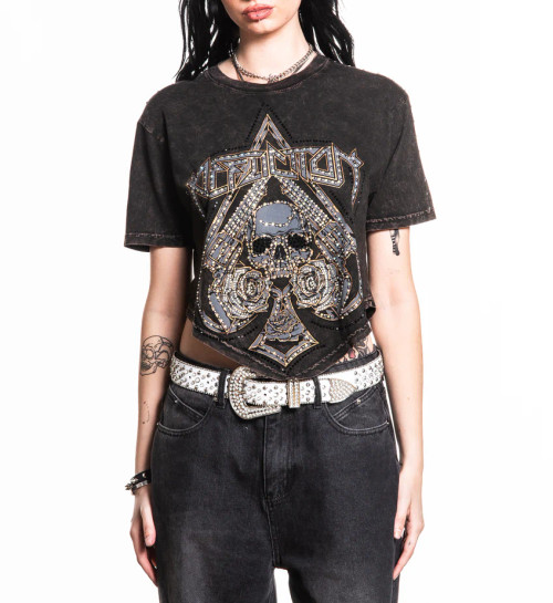 AFFLICTION | Hollow Point S/S Tee | Black/Brown Lava Wash