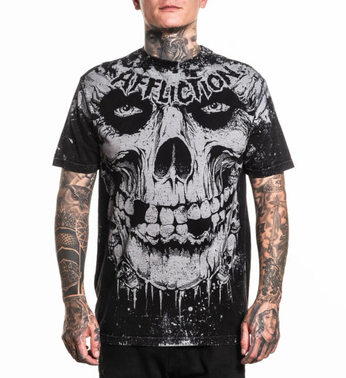 AFFLICTION | Misfits Skully S/S Tee | Black Lava Wash