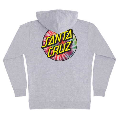 SANTA CRUZ | Tie Dye Chest Dot Midweight Hoodie | Grey Heather