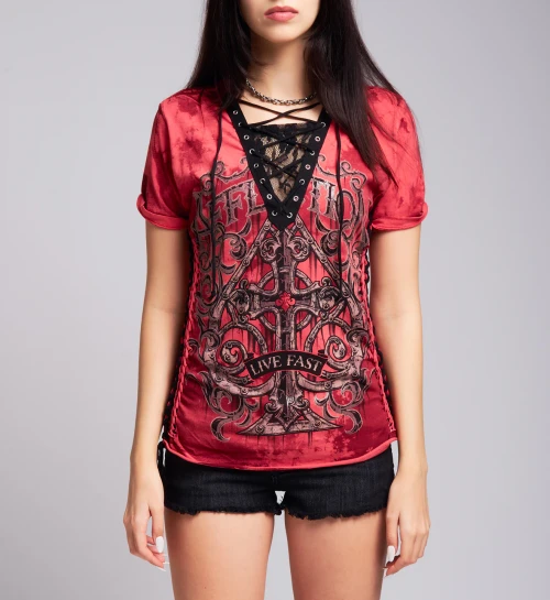 AFFLICTION | Requiem Steel S/S Tee | Coral Paradise