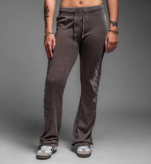 AFFLICTION | Death Eyes Burnout Sweatpant | Brown Burnout Wash