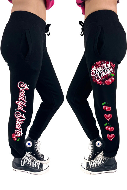 BEAUTIFUL DISASTER | Cherry Bomb Sweat Pant | Black