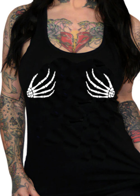 PINKY STAR | Skeleton Hands Tank | Black