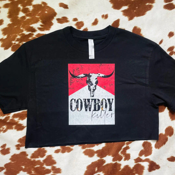 Cowboy K Cropped Tee | Black