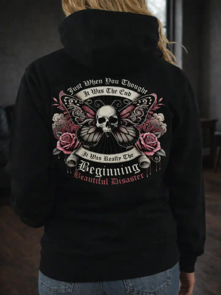 BEAUTIFUL DISASTER | Keep Going Zip Up Hoodie | Black