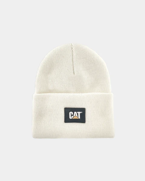 CAT | Label Cuff Beanie | White