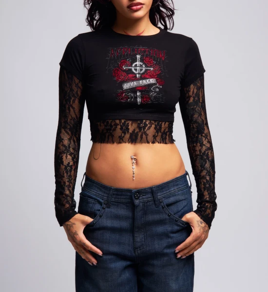AFFLICTION | Stained Glass 2Fer Long Sleeve | Black Beauty