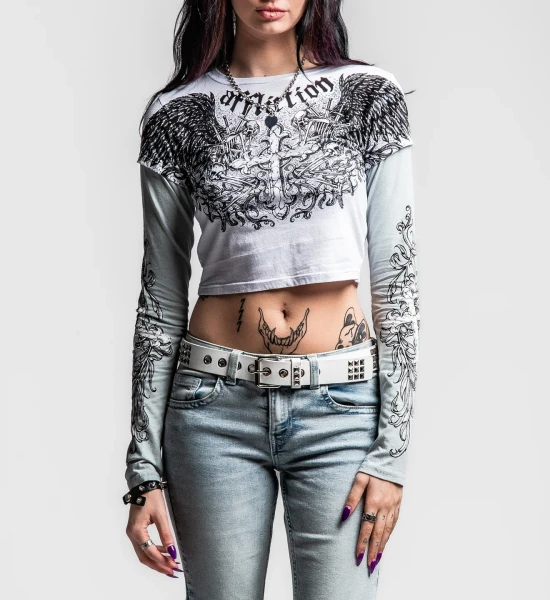 AFFLICTION | Ominous Shadow 2Fer Long Sleeve | White/Ultimate Grey
